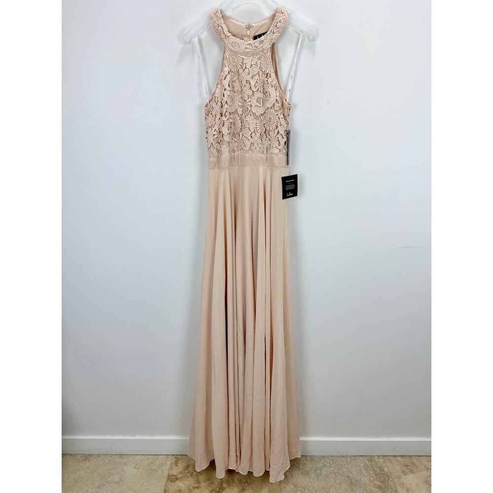 Lulus Picture Perfect Blush Lace Maxi Dress Formal Evening Bridesmaid Small NWT - Picture 6 of 14